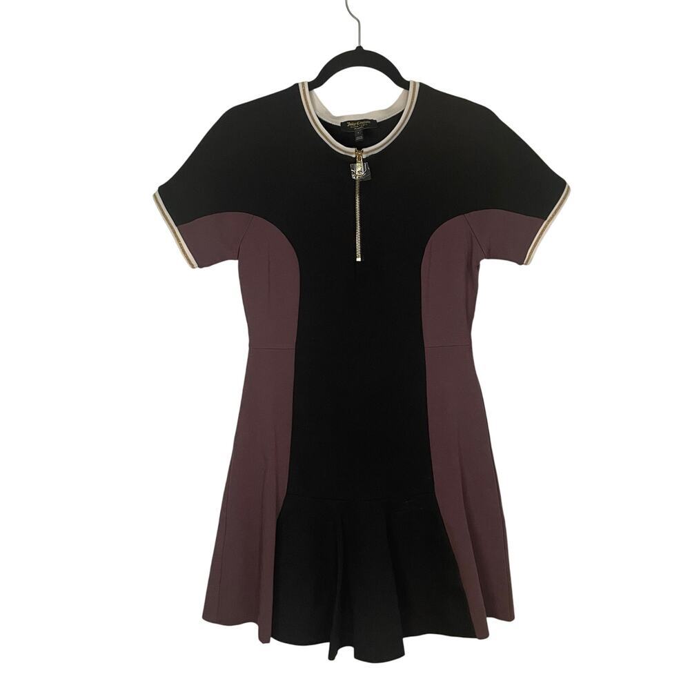 NWT Juicy Couture Black Label Black Fig Ponte Knit Short Sleeve Dress Size Small